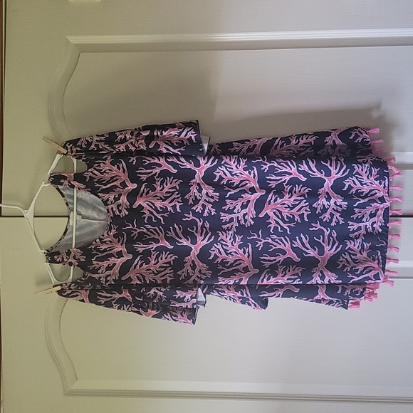 Simply Southern Dresses & Skirts - Medium Simply Southern dress pink and blue with pink tassels at bottom